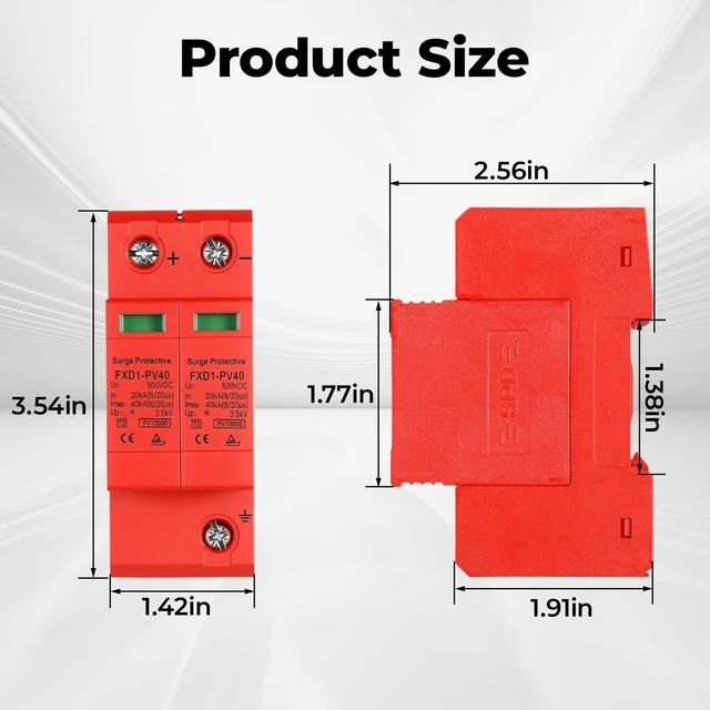 Alt view image 2 of 7 - 2P Protective Devices 2Pcs SPD 40KA DC Photovoltaic Arrester with Remote Protectors (DC 500V)