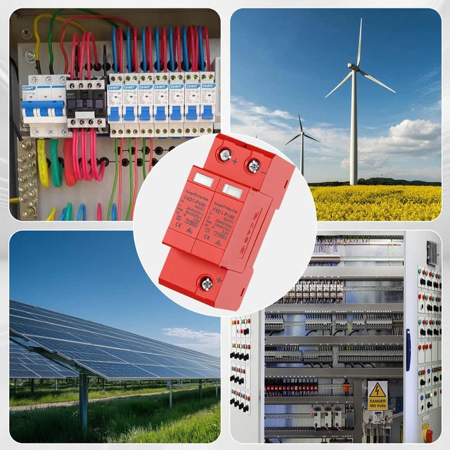 Alt view image 7 of 7 - 2P Protective Devices 2Pcs SPD 40KA DC Photovoltaic Arrester with Remote Protectors (DC 500V)