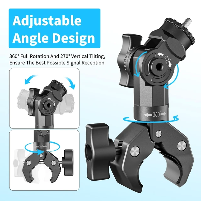 Alt view image 3 of 7 - Starlink Mini Mount 2025/2026, Adjustable Clamp Mount for RV, Pole, Yacht Includes Aluminum Mini Pipe Adapter, 3-Minute Installation, Starlink Mini Accessories for Yacht, Van, Camper, Boat, Outdoors
