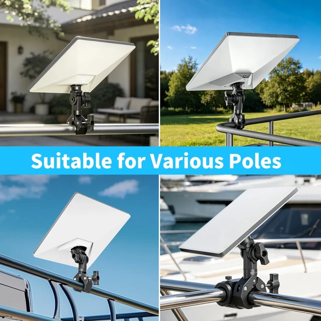 Alt view image 4 of 7 - Starlink Mini Mount 2025/2026, Adjustable Clamp Mount for RV, Pole, Yacht Includes Aluminum Mini Pipe Adapter, 3-Minute Installation, Starlink Mini Accessories for Yacht, Van, Camper, Boat, Outdoors