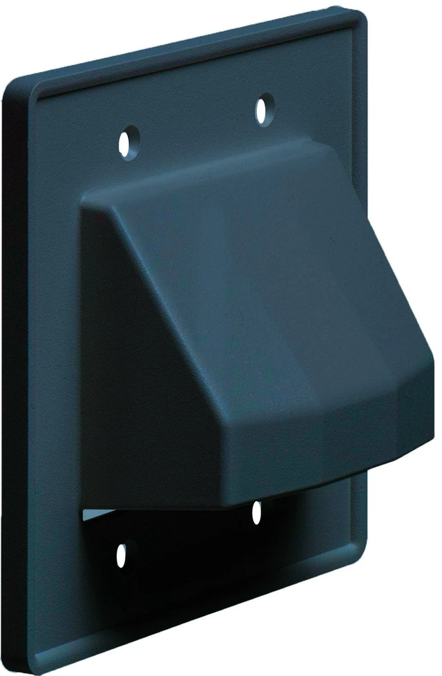 Main image of CE2BL-1 Recessed Cable Wall Plate, Reversible, Paintable, 2-Gang, Black