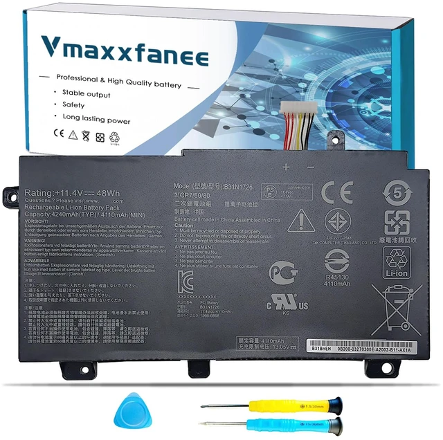 Main image of 48Wh B31N1726 Laptop Battery Replacement for ASUS TUF Gaming A15 FA506 FA706II FA506IU A17 FA706II FX504 FX505 FX80 FX80G FX80GE FX80GM FX80GD FX86 FX86FE FX86FM Series HSTNN-UB7A TPN-Q173