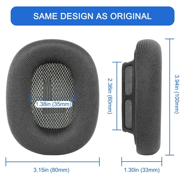 Alt view image 5 of 7 - Ear Cushions for Apple AirPods Max, GVOEARS Mesh Earpads Replacement Cover Air Pods Max Headphones Ear Muffs with Soft Foam & Strong Magnet (Space Gray)