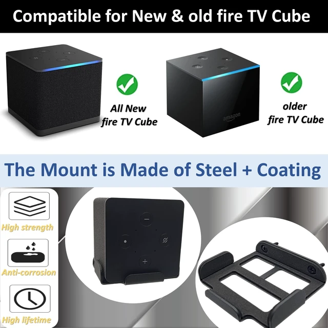 Alt view image 2 of 7 - Metal Wall Mount for Fire TV Cube - Secure Steel Holder, Soft Foam, Compatible with 1st, 2nd & 3rd Gen, Black
