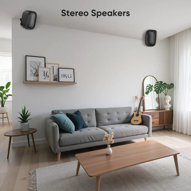Alt view image 5 of 6 - Outdoor Indoor Speakers, Passive Stereo Speakers, Home Theater Surround Sound Speakers with Marine Grade Waterproof and Wall Mount Brackets for Patio, Garage, Home Surround System