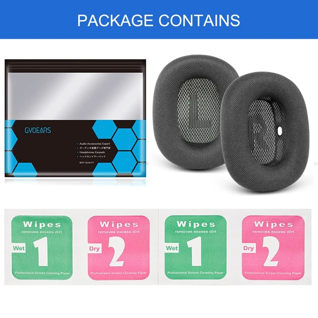 Alt view image 7 of 7 - Ear Cushions for Apple AirPods Max, GVOEARS Mesh Earpads Replacement Cover Air Pods Max Headphones Ear Muffs with Soft Foam & Strong Magnet (Space Gray)