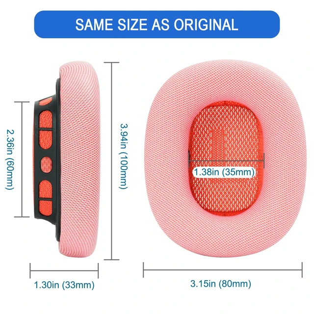 Alt view image 6 of 7 - Ear Cushions for Apple AirPods Max 1 & 2 Headphones Replacement APM Premium Earpad Covers with Protein Leather Strong Magnet (Pink)