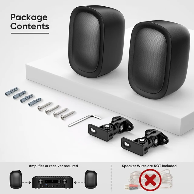 Alt view image 6 of 6 - Outdoor Indoor Speakers, Passive Stereo Speakers, Home Theater Surround Sound Speakers with Marine Grade Waterproof and Wall Mount Brackets for Patio, Garage, Home Surround System