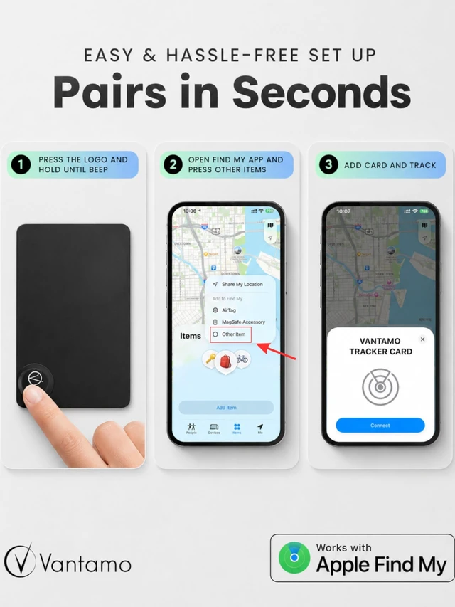 Alt view image 5 of 7 - Ultra-Thin Wallet Tracker Card, Apple MFi Certified, IP68 Waterproof Bluetooth Smart Card Wallet Tracker & Passport, Work with Apple Find My, Wireless Charging, iOS Only