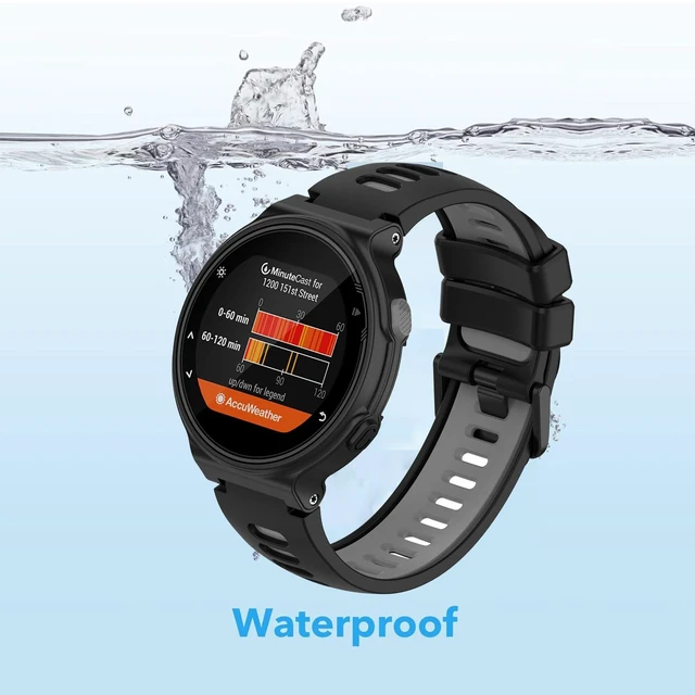 Alt view image 2 of 5 - Waterproof Bands Compatible with Garmin Forerunner 735XT / Garmin Forerunner 235 / Garmin Approach S20, Classic Soft Sports Replacement Wristbands
