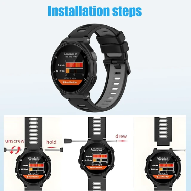 Alt view image 3 of 5 - Waterproof Bands Compatible with Garmin Forerunner 735XT / Garmin Forerunner 235 / Garmin Approach S20, Classic Soft Sports Replacement Wristbands