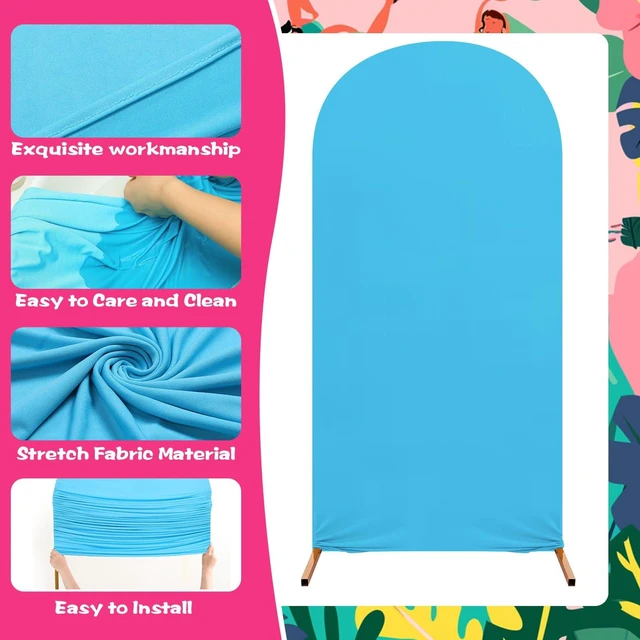 Alt view image 3 of 6 - Set of 3 Hawaii Arch Backdrop Cover, Rose Red, Blue, Hawaii Sizes 4ft 5ft 6ft for Stands, Princess Beach Party Decorations, Fitted Spandex Stretch Fabric, Reusable Summer Setup