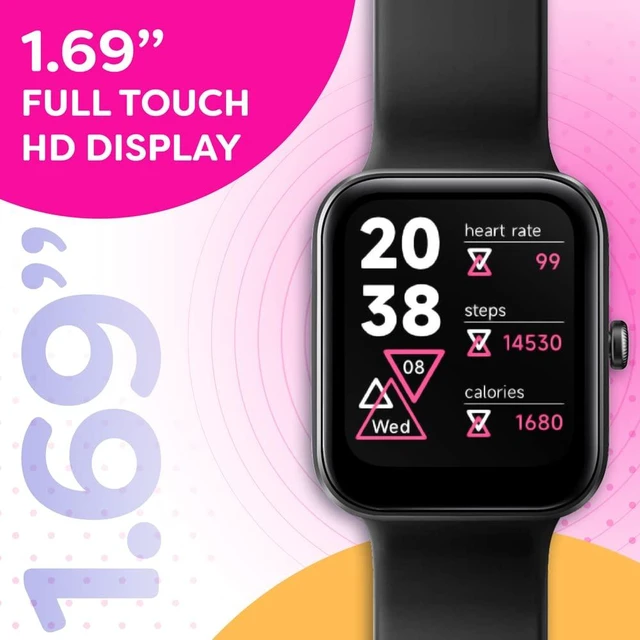 Alt view image 2 of 7 - Go VeryFit 1.69" Smart Watch - Heart Rate Blood Oxygen Saturation Sleep Monitor - Step Counter Pedometer - 5ATM Exercise Activity Fitness Tracker Watches for Men Women (Black)