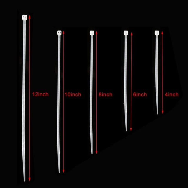 Alt view image 6 of 6 - Self Locking Nylon Cable Zip Ties,4 6 8 10 12 Inches,Width 0.16inch,500Pcs HeavyDuty Wire Tie Wraps for Home,Office,Garden,Garage,Workshop (White)