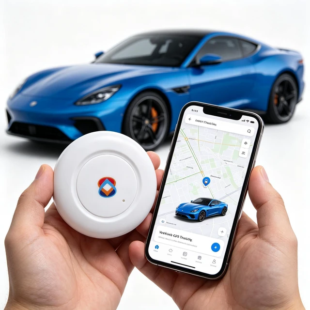 Main image of GPS Tracker for Vehicles, No Subscription Required, Magnetic Car Locator Compatible with iOS & Android, IP67 Waterproof Tracking Device, 2-Year Battery Life, Location History & Sharing