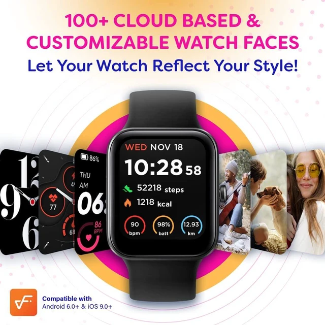 Alt view image 7 of 7 - Go VeryFit 1.69" Smart Watch - Heart Rate Blood Oxygen Saturation Sleep Monitor - Step Counter Pedometer - 5ATM Exercise Activity Fitness Tracker Watches for Men Women (Black)