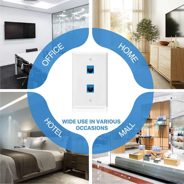 Alt view image 7 of 7 - 4 Pack 2-Port Cat6 Ethernet Wall Outlet with Low Voltage Mounting Bracket RJ45 Keystone Jack Coupler Female to Female, Network Cable Pass Through Hide Behind Wall, Versatile Use, Easy Installation