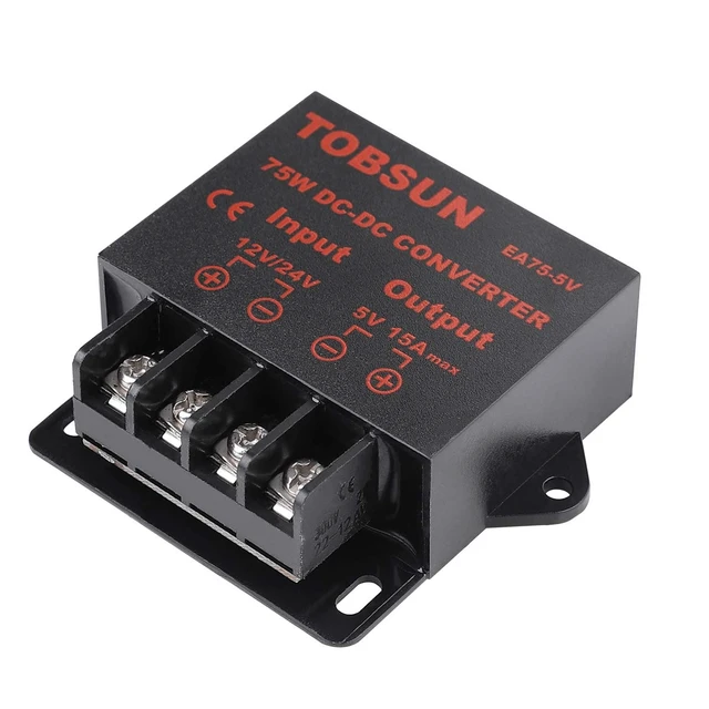 Alt view image 2 of 7 - DC-DC Step Down Buck Converter Voltage Regulator Power Supply Transformer 12-24V to 5V 15A 75W, Over-Voltage Protection, Short-Circuit Auto Recovery, Car Audio & LED Use
