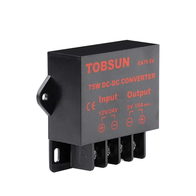 Alt view image 3 of 7 - DC-DC Step Down Buck Converter Voltage Regulator Power Supply Transformer 12-24V to 5V 15A 75W, Over-Voltage Protection, Short-Circuit Auto Recovery, Car Audio & LED Use