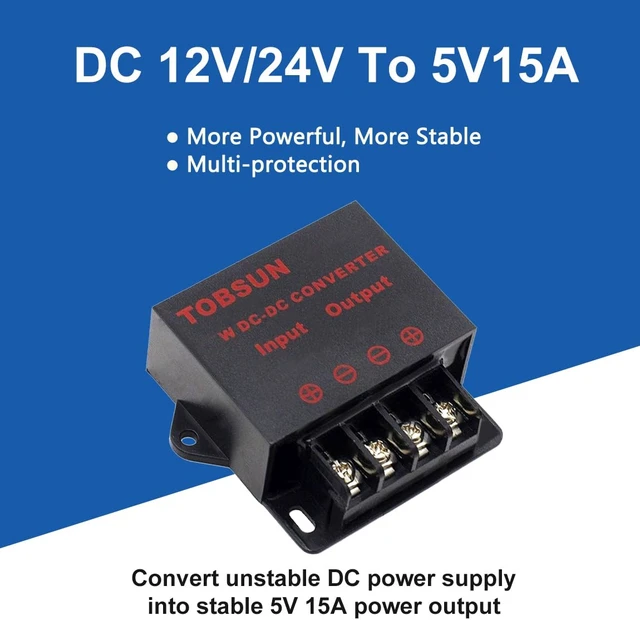 Alt view image 6 of 7 - DC-DC Step Down Buck Converter Voltage Regulator Power Supply Transformer 12-24V to 5V 15A 75W, Over-Voltage Protection, Short-Circuit Auto Recovery, Car Audio & LED Use