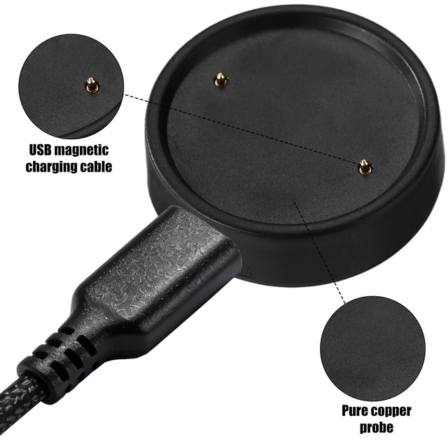 Alt view image 4 of 7 - 3pcs Type-C Magnetic Charging Dock (Black) Type C Charger Cable Replacement Charging Base Compatible with Amazfit Bip 6 / Active 2 / Active 2 Square Smart Watch