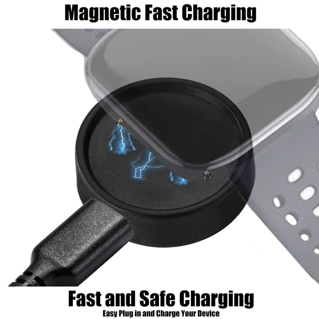Alt view image 5 of 7 - 3pcs Type-C Magnetic Charging Dock (Black) Type C Charger Cable Replacement Charging Base Compatible with Amazfit Bip 6 / Active 2 / Active 2 Square Smart Watch