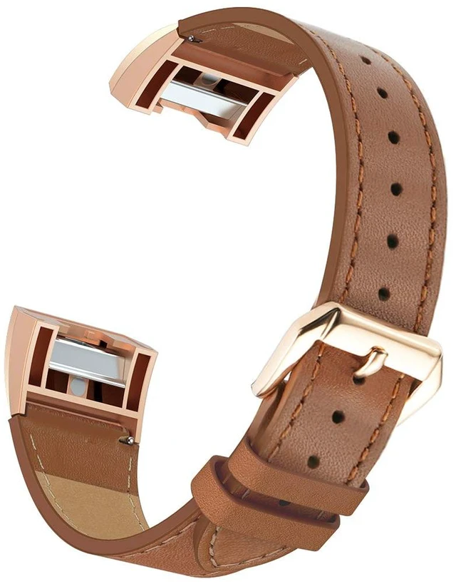 Main image of Leather Band Compatible with Fitbit Charge 2, Genuine Leather Wristband Strap Replacement for Fitbit Charge 2