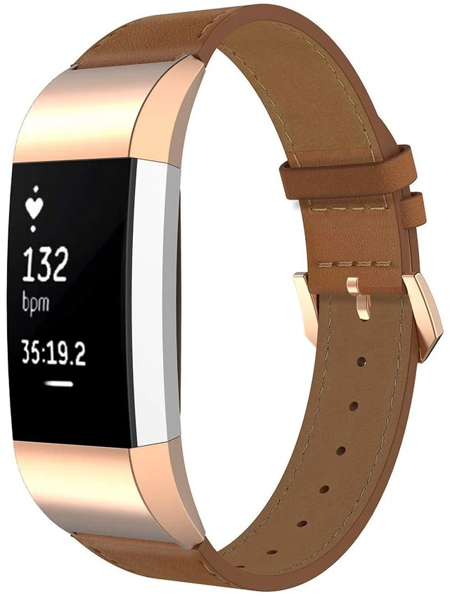 Alt view image 3 of 5 - Leather Band Compatible with Fitbit Charge 2, Genuine Leather Wristband Strap Replacement for Fitbit Charge 2