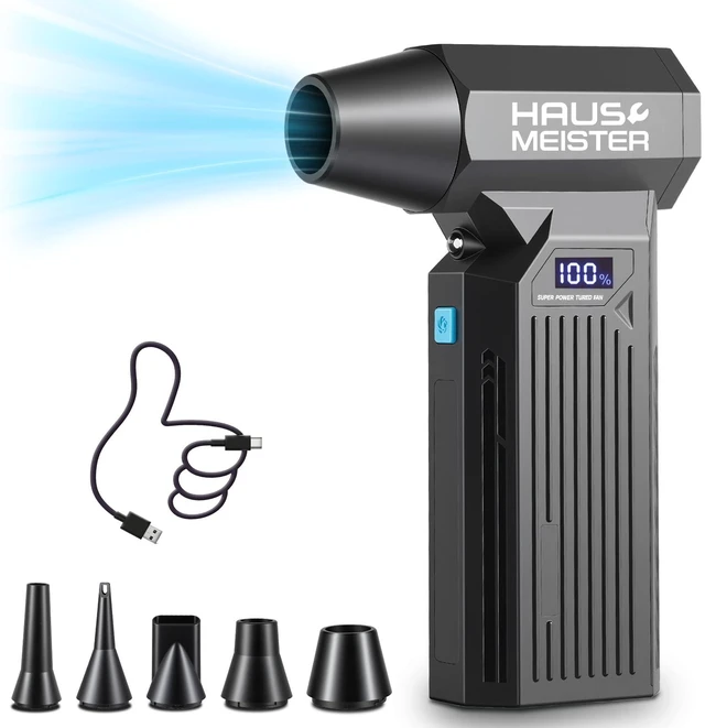 Main image of Airflex Turbo Compressed Air Duster 120,000 RPM Electric Air Duster, Reusable Cordless Blower Replaces Canned Air for Keyboard, PC, Car, Electronics Cleaning (Black)