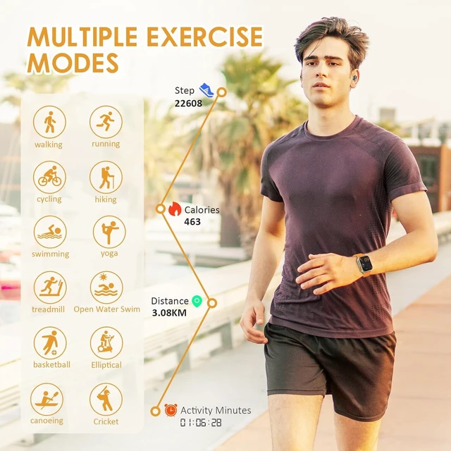 Alt view image 3 of 7 - Smart Watch with Earbuds,2-in-1,Touchscreen,for iOS Android Bluetooth 5.3,Fitness Tracker,Heart Rate,Sleep Monitor,Long-lasting battery,Ultra-slim,Durable strap,Message notifications