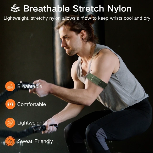 Alt view image 4 of 7 - Bicep Bands Compatible for Polar Loop (2025) / Visible Armband 2.0 Straps Nylon Hook & Loop Weave Breathable Replacement Sport Arm/Ankle Wristbands with Buckle-No Tracker