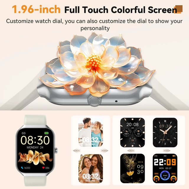 Alt view image 2 of 7 - Smart Watch for Women, Fitness Trackers with Heart Rate/Sleep Monitor/Pedometer, Smartwatch with Calls/Messages/Notifications, IP68 Waterproof Fitness Watch (White)