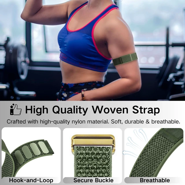 Alt view image 5 of 7 - Bicep Bands Compatible for Polar Loop (2025) / Visible Armband 2.0 Straps Nylon Hook & Loop Weave Breathable Replacement Sport Arm/Ankle Wristbands with Buckle-No Tracker