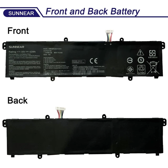 Alt view image 3 of 6 - B31N1911 C31N1911 Laptop Battery for ASUS VivoBook Flip 14 M413 F413 K413 11.55V 42Wh Battery Replacement for ASUS VivoBook Flip 14 M413DA TM420IA K413 X413 Series; C31N1911 0B200-03580000