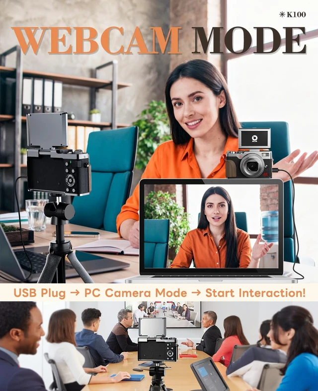 Alt view image 5 of 7 - 5K 64MP Digital Camera for Photography & YouTube Vlogging - 18X Zoom UHD Autofocus Video Camera with 3" 180° Flip Screen, 64GB TF Card & 2 Batteries - Compact Travel(Sliver)
