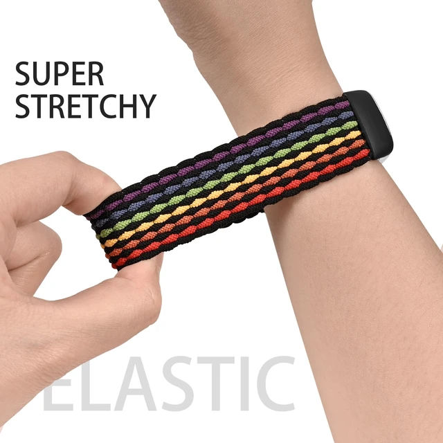 Alt view image 4 of 7 - Braided Solo Loop Bands Compatible with Fitbit Charge 6/Charge 5, 3 Pack Adjustable Stretchy Wristbands Soft Woven Nylon Replacement for Fitbit Charge 5/Charge 6 Tracker Smart Watch for Women Men