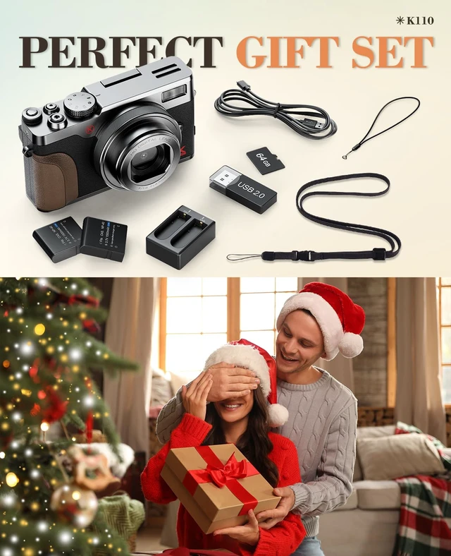 Alt view image 7 of 7 - 5K 64MP Digital Camera for Photography & YouTube Vlogging - 18X Zoom UHD Autofocus Video Camera with 3" 180° Flip Screen, 64GB TF Card & 2 Batteries - Compact Travel(Sliver)