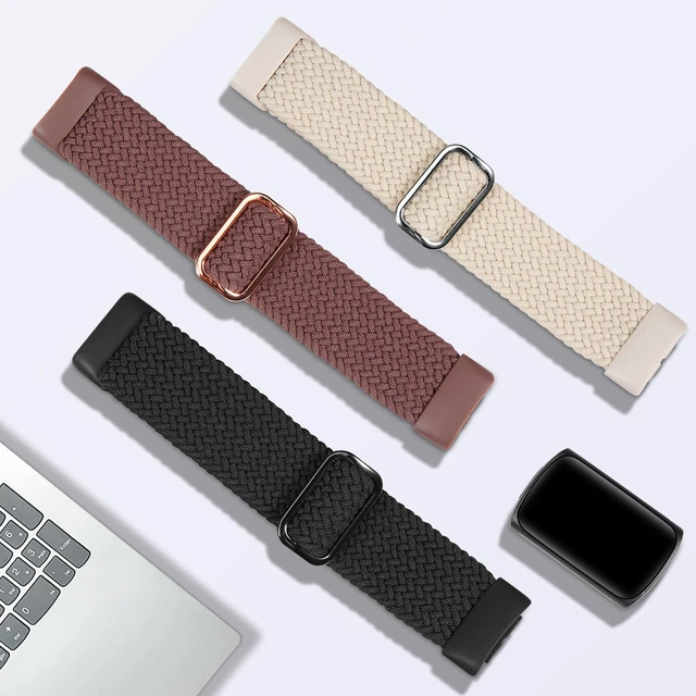 Alt view image 3 of 7 - Braided Solo Loop Bands Compatible with Fitbit Charge 6/Charge 5, 3 Pack Adjustable Stretchy Wristbands Soft Woven Nylon Replacement for Fitbit Charge 5/Charge 6 Tracker Smart Watch for Women Men