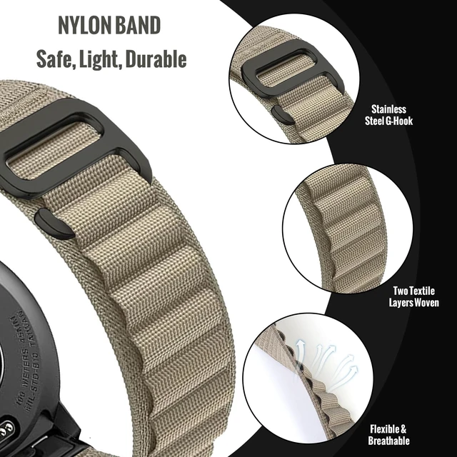 Alt view image 5 of 6 - Nylon Strap for Garmin Instinct 2/3 45mm, Fits Solar Tactical Tide Esport Nylon band weighs 10g,with triple durable fasteners suitable for 140-190mm wrists,316 steel spring rod & disassembly tool