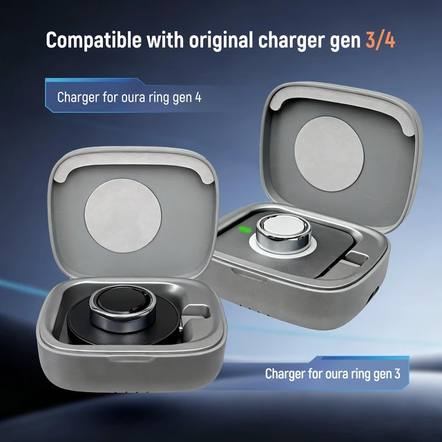 Alt view image 2 of 7 - Wireless Charging Case for Oura Ring gen5 4 3 Charger 1000mAh 1000mAh Portable Travel Chargering Station Fits All-Sized Ring Gen 5 Gen 4 Gen 3 (Official Charger NOT Included)