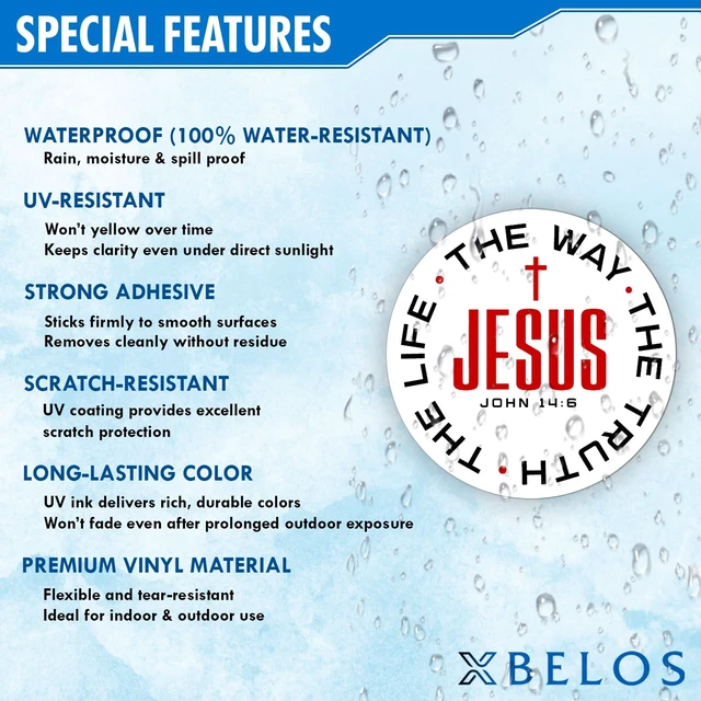Alt view image 3 of 7 - 15 PCS Christian Stickers 2 Inch Jesus Faith Over Fear WWJD Saint Benedict Medal Catholic Religious Vinyl Decals Pack, Bible Verse Laptop Water Bottle Phone Stickers Christian Gifts (2 Inches)