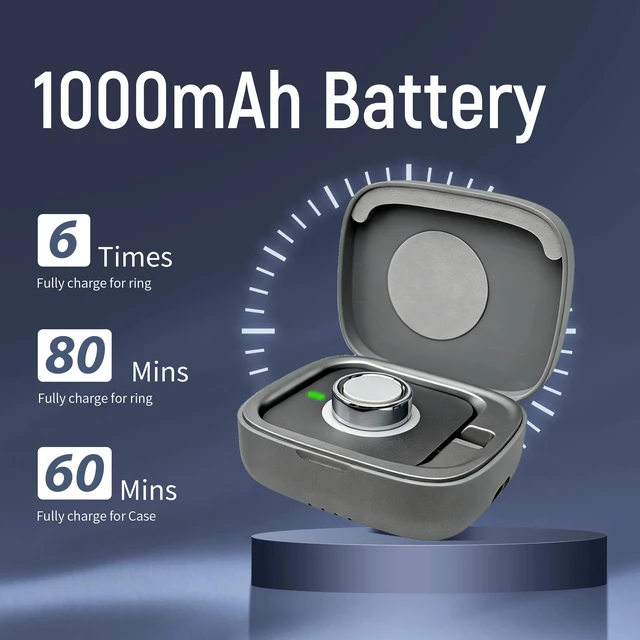 Alt view image 4 of 7 - Wireless Charging Case for Oura Ring gen5 4 3 Charger 1000mAh 1000mAh Portable Travel Chargering Station Fits All-Sized Ring Gen 5 Gen 4 Gen 3 (Official Charger NOT Included)