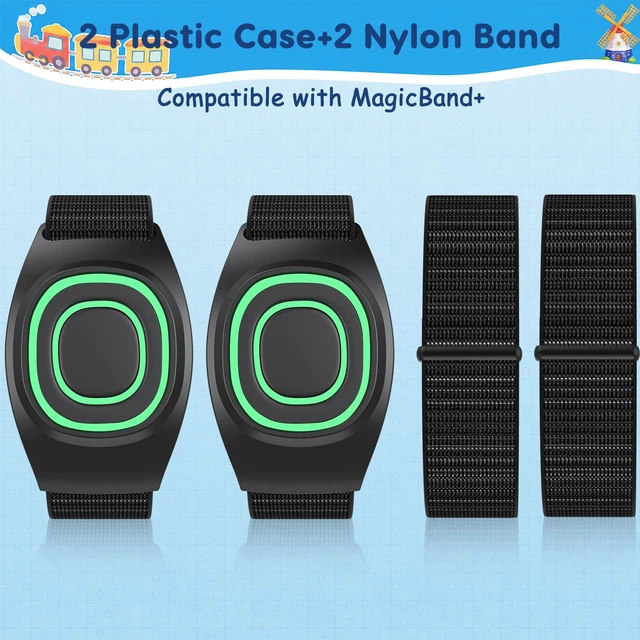 Alt view image 4 of 7 - 2-Pack Nylon Band Compatible with Magicband+ Plus Hook Loop Strap for Magic Band Plus Accessories, Integrated Band Keeper and Case Adjustable Wrist Straps Designer for Disney-Magicband+