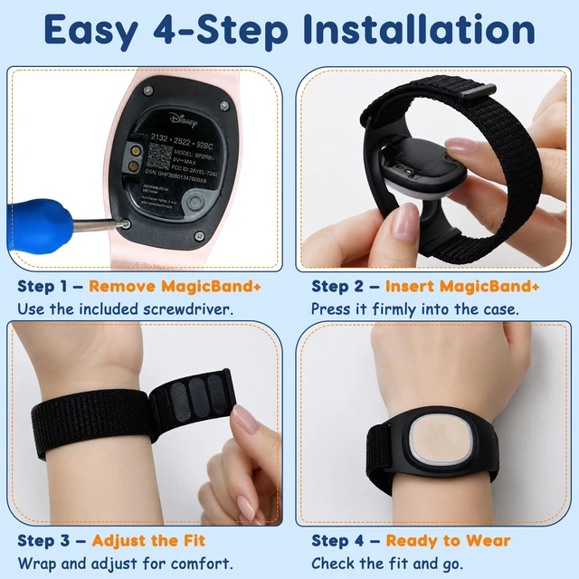 Alt view image 3 of 7 - 2-Pack Nylon Band Compatible with Magicband+ Plus Hook Loop Strap for Magic Band Plus Accessories, Integrated Band Keeper and Case Adjustable Wrist Straps Designer for Disney-Magicband+