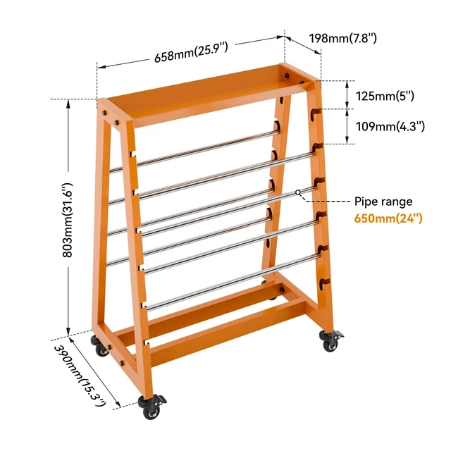 Alt view image 7 of 7 - Wire Spool Rack with Tool Box, Heavy Duty 8-Rod Adjustable Cable Dispenser with Locking Wheels, 400LB Capacity Wire Holder Organizer for Electrical, Industrial and Retail Use
