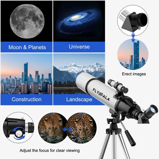 Alt view image 7 of 7 - (30X-750X) Telescope for Adults high Powered,80mm Aperture 600mm Focal Length Astronomy Telescope for Kids and Beginners,Astronomical Refractor telescopes for Kids Over 8 Year Old 8-12