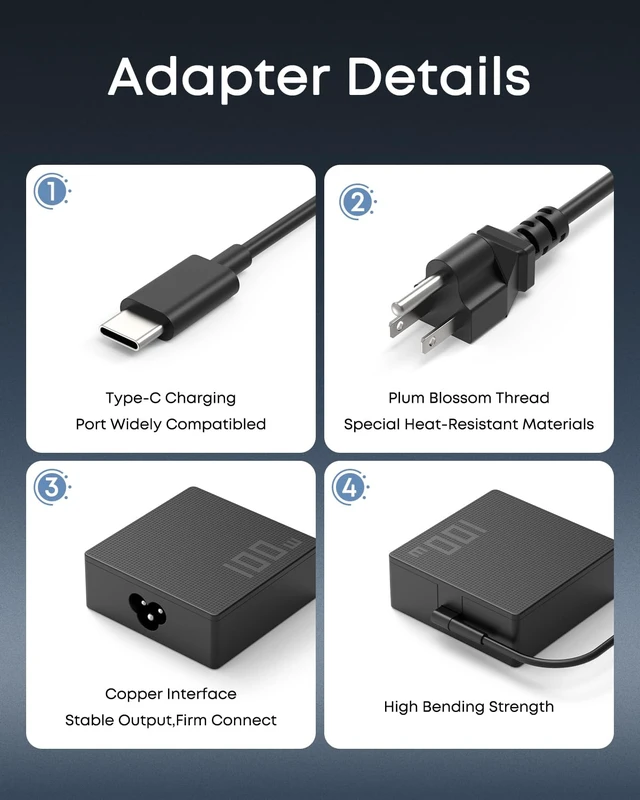 Alt view image 5 of 7 - 100W 65W USB C Charger Compatible with ASUS ROG Ally X Series Compatible with ASUS ROG Ally X/Z1/RC71L, ROG Flow X13/Z13, Legion Go S, MSI Claw Handheld Gaming Console