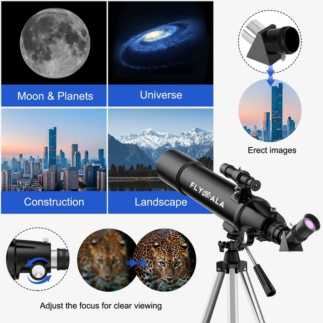 Alt view image 7 of 7 - Telescope for Kids and Adults,80mm Aperture 600mm Focal Length Beginners Astronomical Telescope for Adults high Powered (30X-750X),Refractor Astronomy telescopes Kids 8-12 Over 8 Year Old