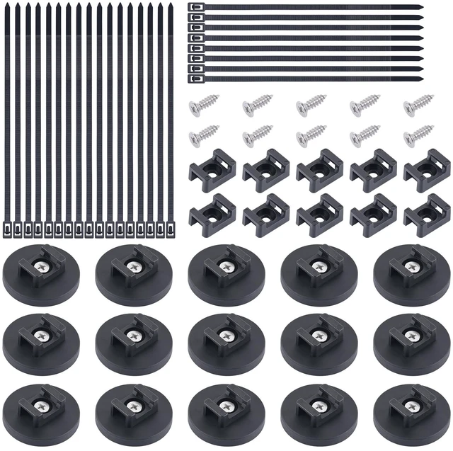 Main image of Magnetic Cable Zip Tie Mounts, Heavy Duty Magnet Wire Holder Including 50 Pcs Zip Ties & 20 Pcs Cable Tie Mounts with Tapping Screws for Wire Organization(43mm 85 Pcs)