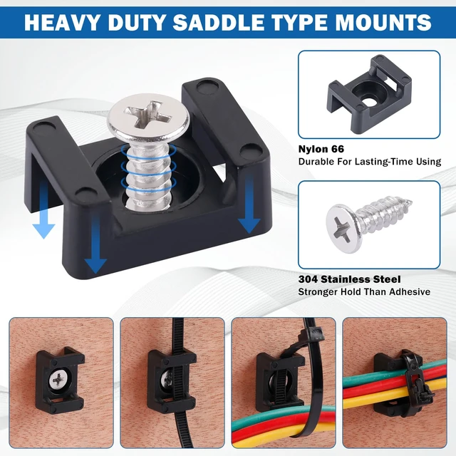 Alt view image 6 of 7 - Magnetic Cable Zip Tie Mounts, Heavy Duty Magnet Wire Holder Including 50 Pcs Zip Ties & 20 Pcs Cable Tie Mounts with Tapping Screws for Wire Organization(43mm 85 Pcs)